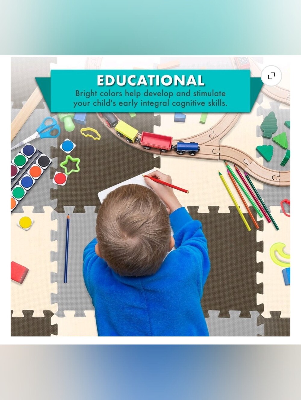 ProSource Kids Solid Colors Foam Puzzle Floor Play Mat, 36 - Picture 2 of 7